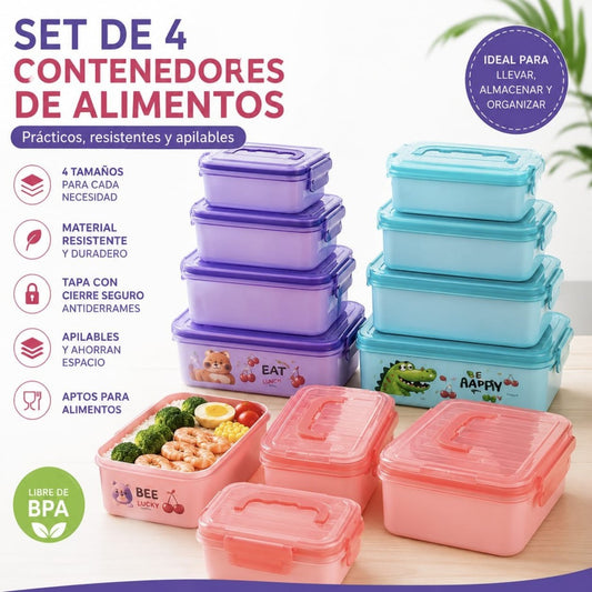 JUEGO RECIPIENTE COMIDA PVC 4PCS 2074