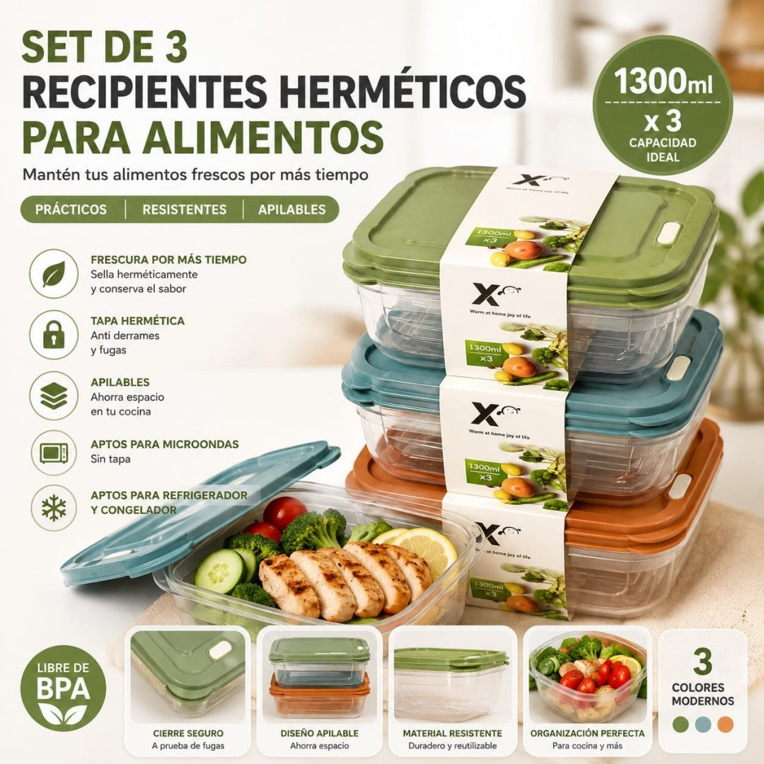RECIPIENTE PVC 1300ML 3PCS T201DM-151