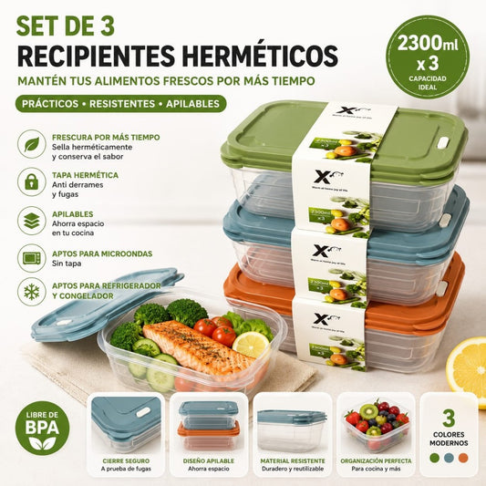 RECIPIENTE PVC 2300ML 3PCS T201DM-152