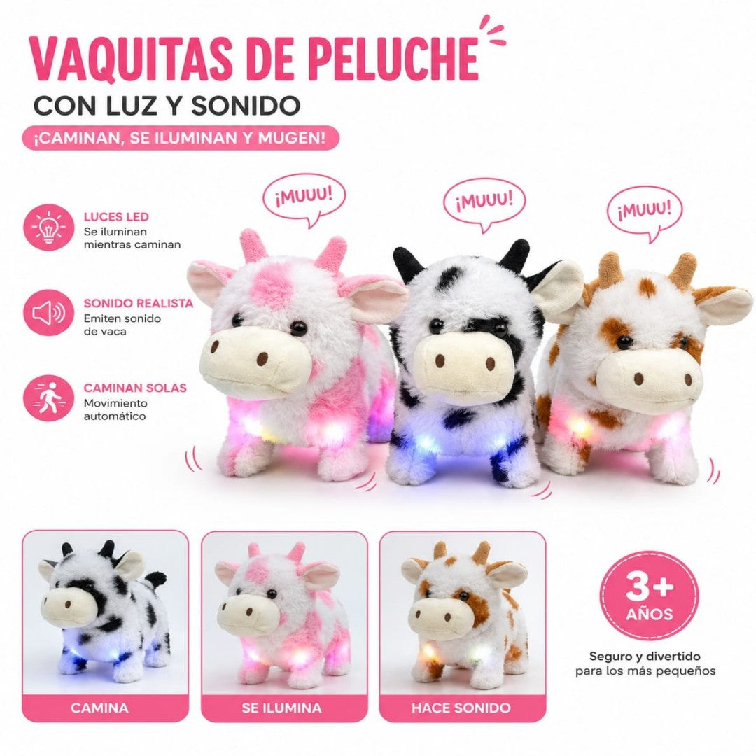 VACA DE PELUCHE CON LUZ SONIDO
