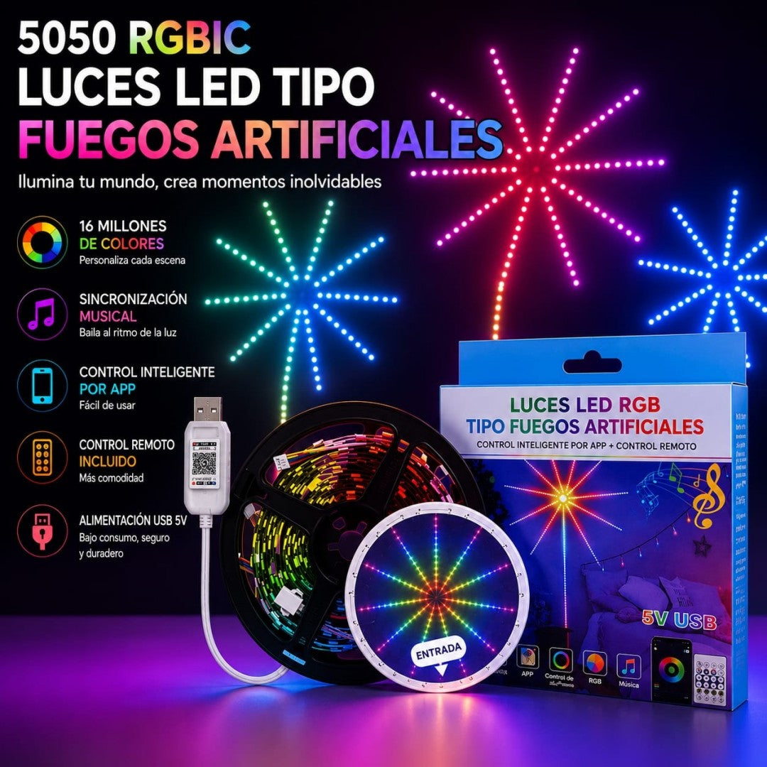 LUZ LED POLVORA ARTIFICIALES CONTROL USB