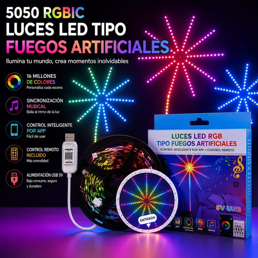 LUZ LED POLVORA ARTIFICIALES CONTROL USB