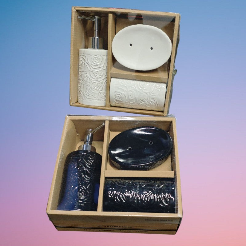 SET DISPENSADOR JABON CERAMICA 3PCS 6434