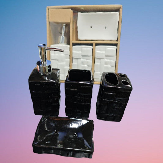 SET DISPENSADOR JABON CERAMICA 4PCS 6428