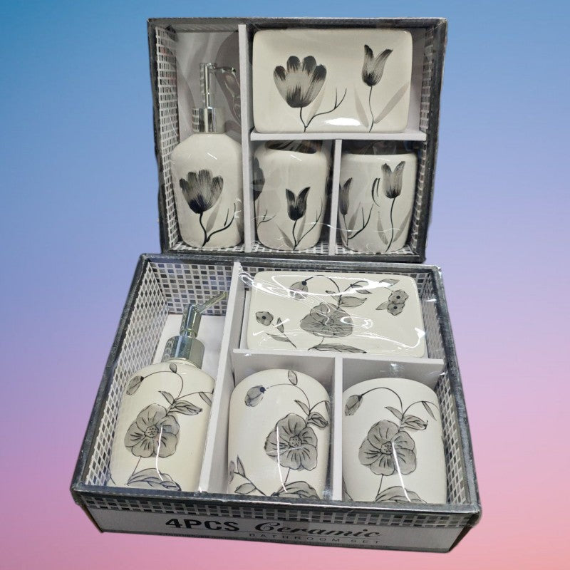 SET DISPENSADOR JABON CERAMICA 4PCS 2339