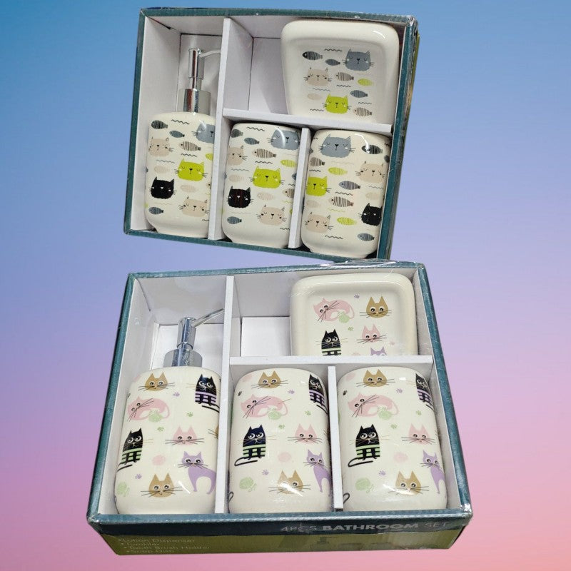 SET DISPENSADOR JABON CERAMICA 4PCS 2882