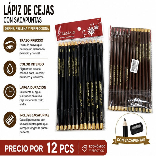 LAPIZ CEJA 12PCS CON TAJADOR NEGRO
