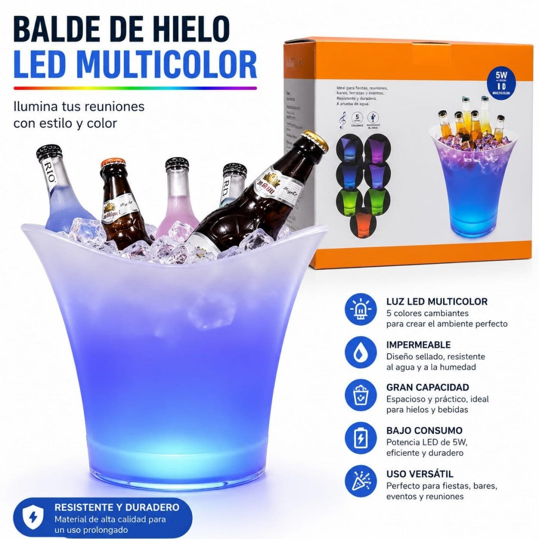 HIELERA CON PARLANTE Y LUZ 7L