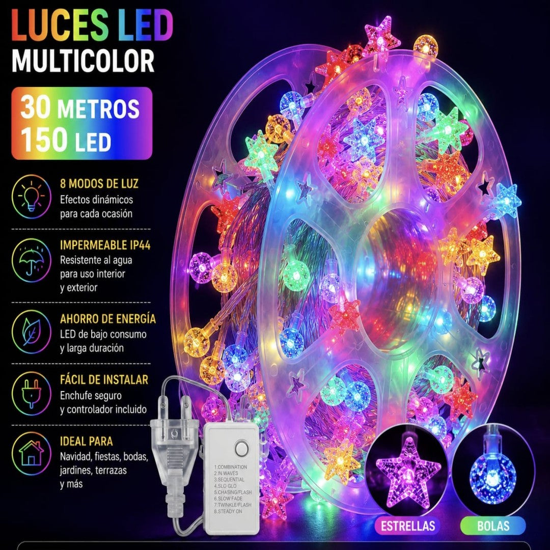 LUZ ESTRELLA 150LED ROLLO 30M COLOR