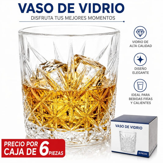VASOS WHISKY VIDRIO 6PCS JX-WSJ8492-2