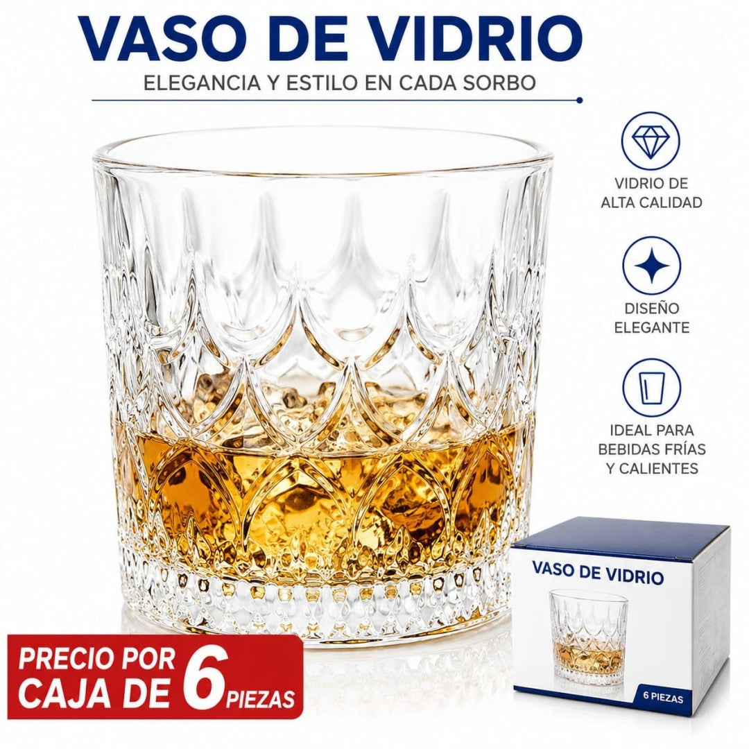VASOS WHISKY VIDRIO 6PCS JX-WSJ8492-7