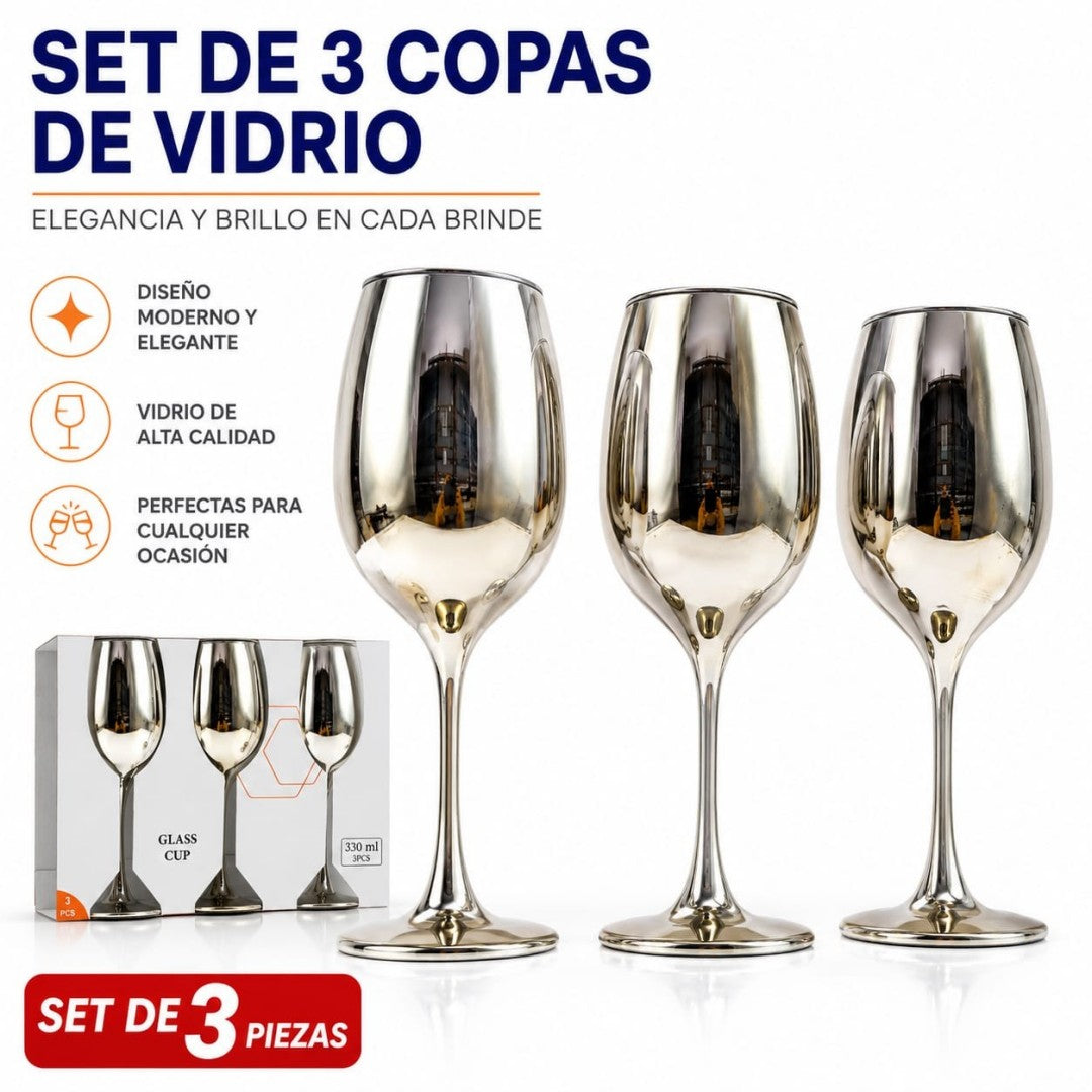 COPA VIDRIO PLATEADO 3PCS G3057-3K-ZFB