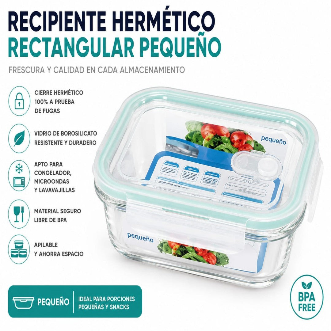RECIPIENTE VIDRIO RECTANGULAR PEQ