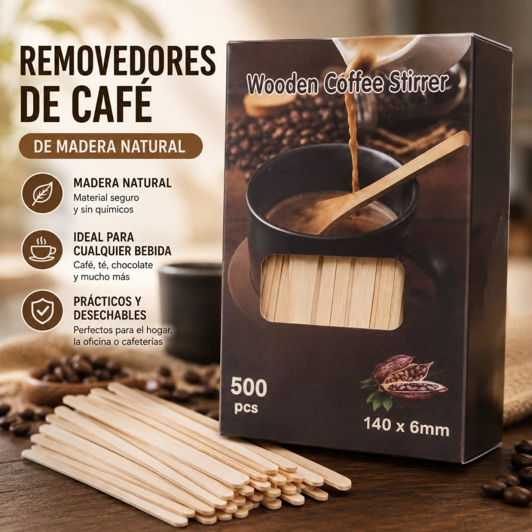 PALITOS DE MADERA PARA CAFE 500PCS 140*6MM