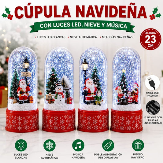 LAMPARA FRASCO NAVIDAD NIEVE