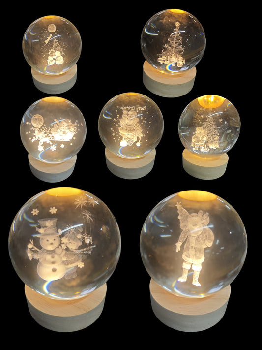 BOLA DE CRISTAL 8CM CON LUZ NAVID