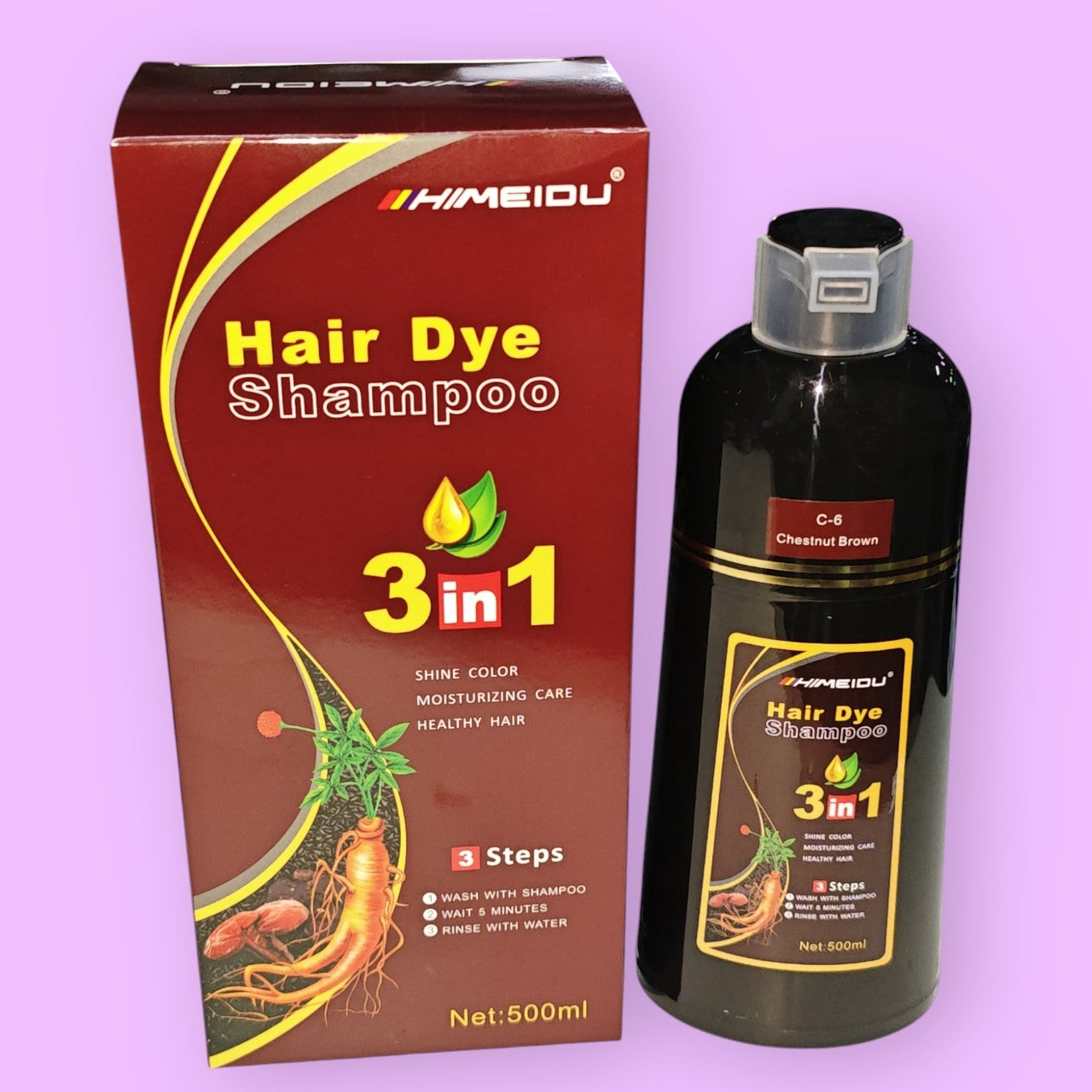 SHAMOO TINTE CUBRE CANAS 3EN1 NEGRO CASTANO