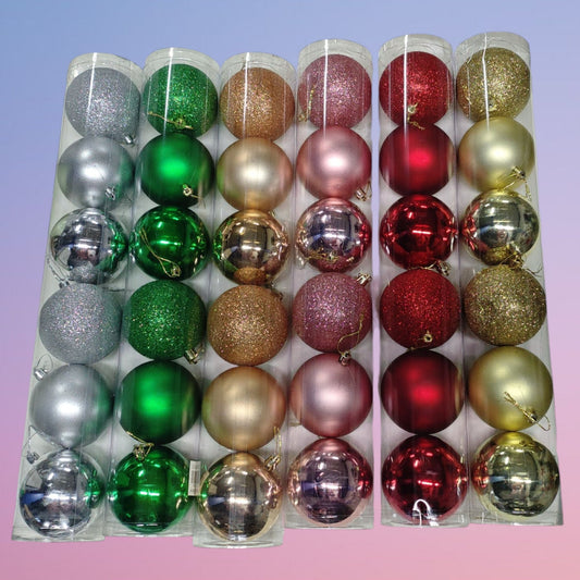 BOLA NAVIDAD 8CM TUBO 6PCS