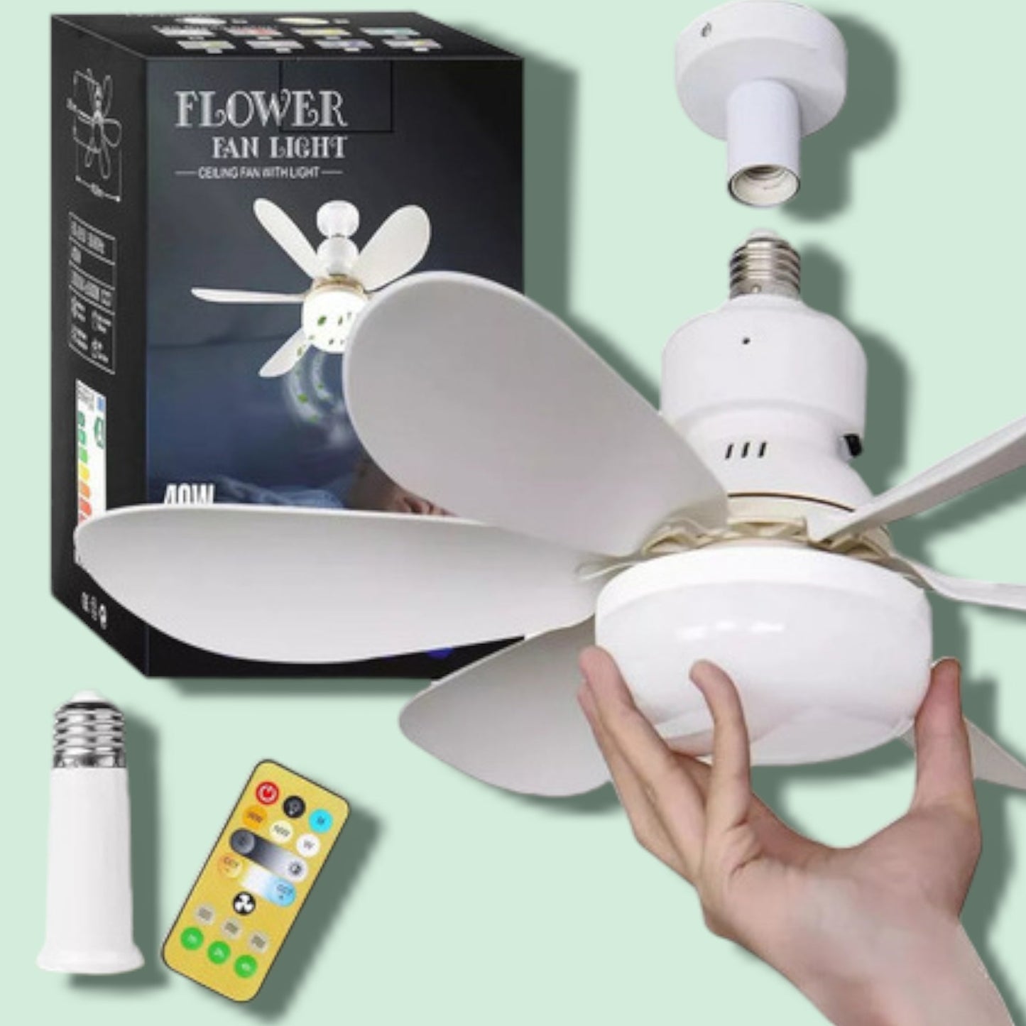 VENTILADOR LAMPARA TECHO 5 ALAS BLANCO