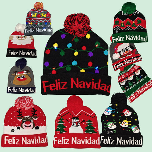 GORRO TEJIDO NAVIDAD CON LUZ