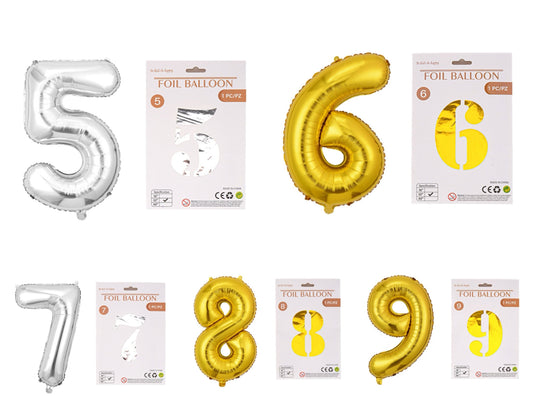 GLOBO NUMERO 40PULG 5-9 DORADO\PLATEADO