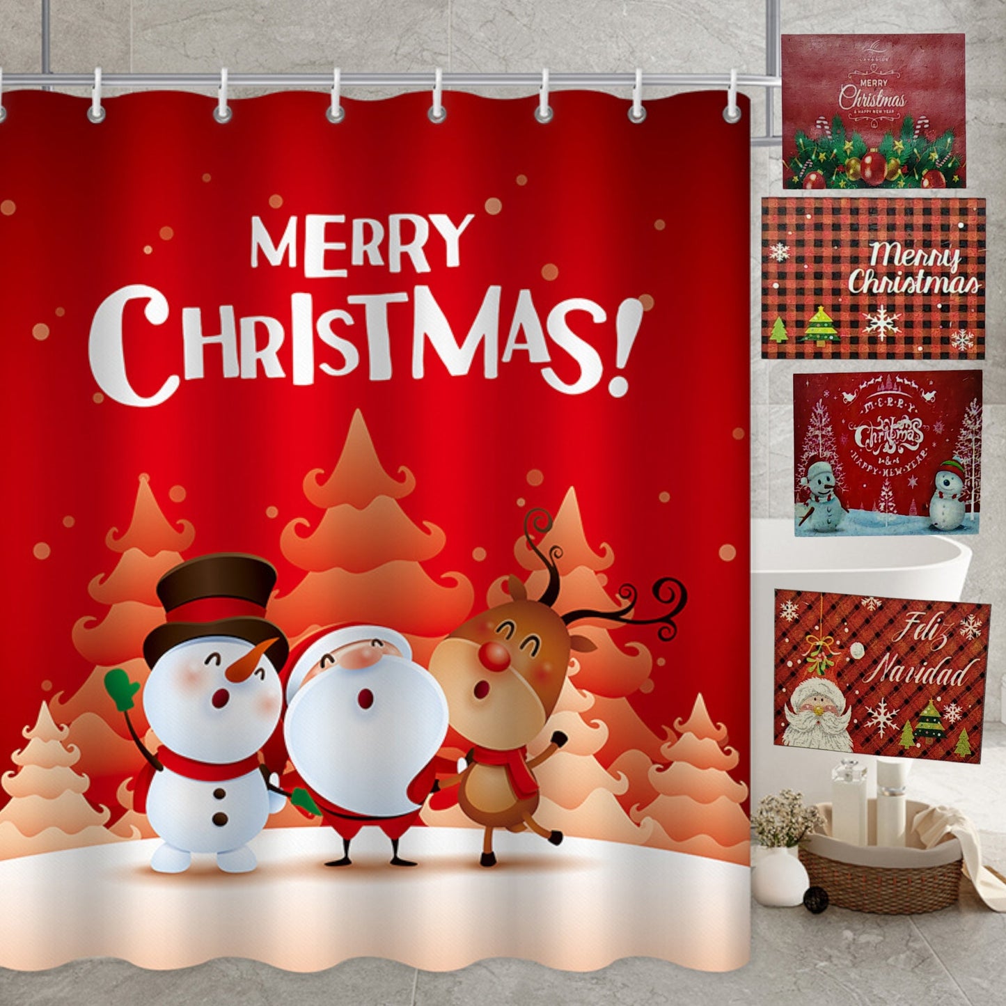 CORTINA DE BANO NAVIDAD 180*180B