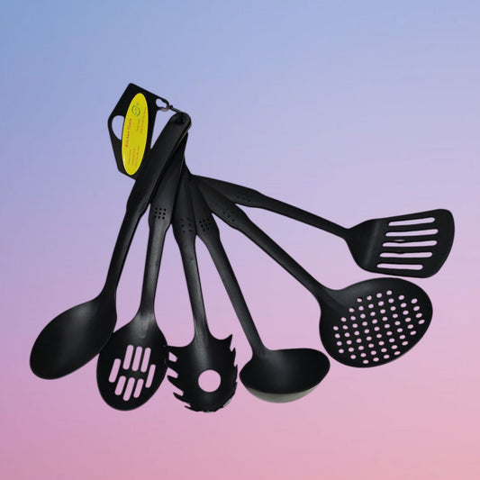 JUEGO DE ESPATULA CUCHARA NEGRO 6PCS JH-17