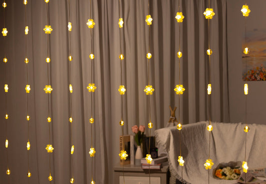 LUZ CORTINA 10TIRA NIEVE+BOLA 80L CALIDO