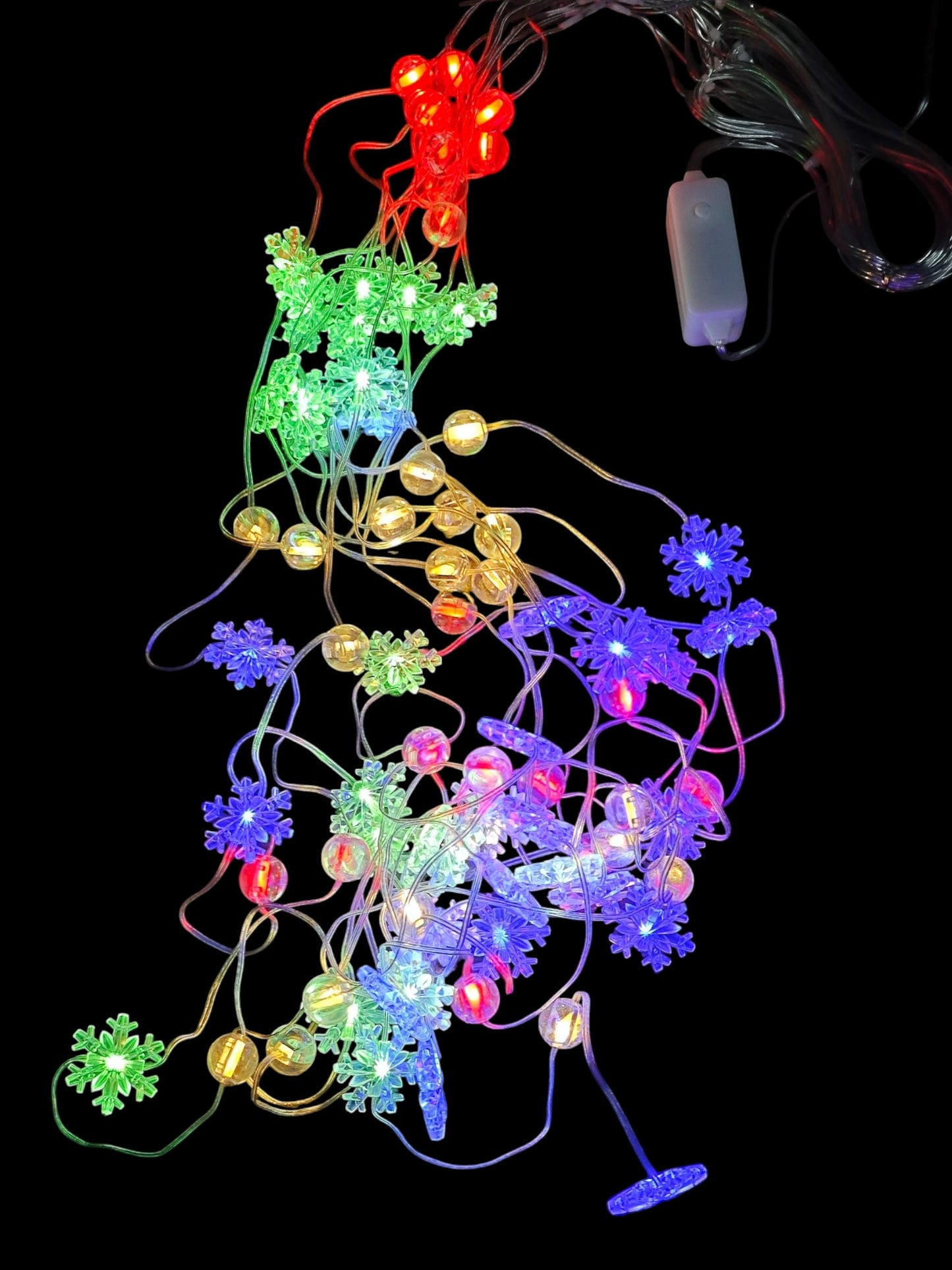 LUZ CORTINA 10TIRA NIEVE+BOLA 80L COLOR