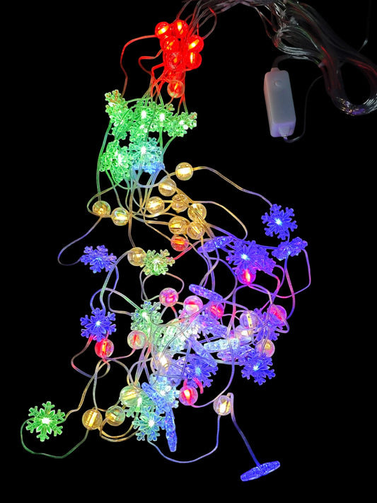 LUZ CORTINA 10TIRA NIEVE+BOLA 80L COLOR