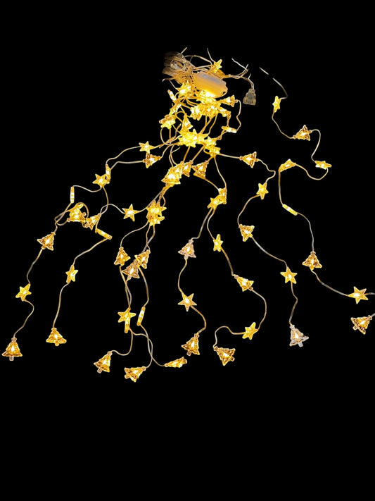 LUZ CORTINA 10TIRA ESTRELLA+ARBOL 80L CALIDO