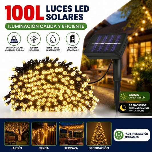 LUZ SOLAR LED 100L CALIDO