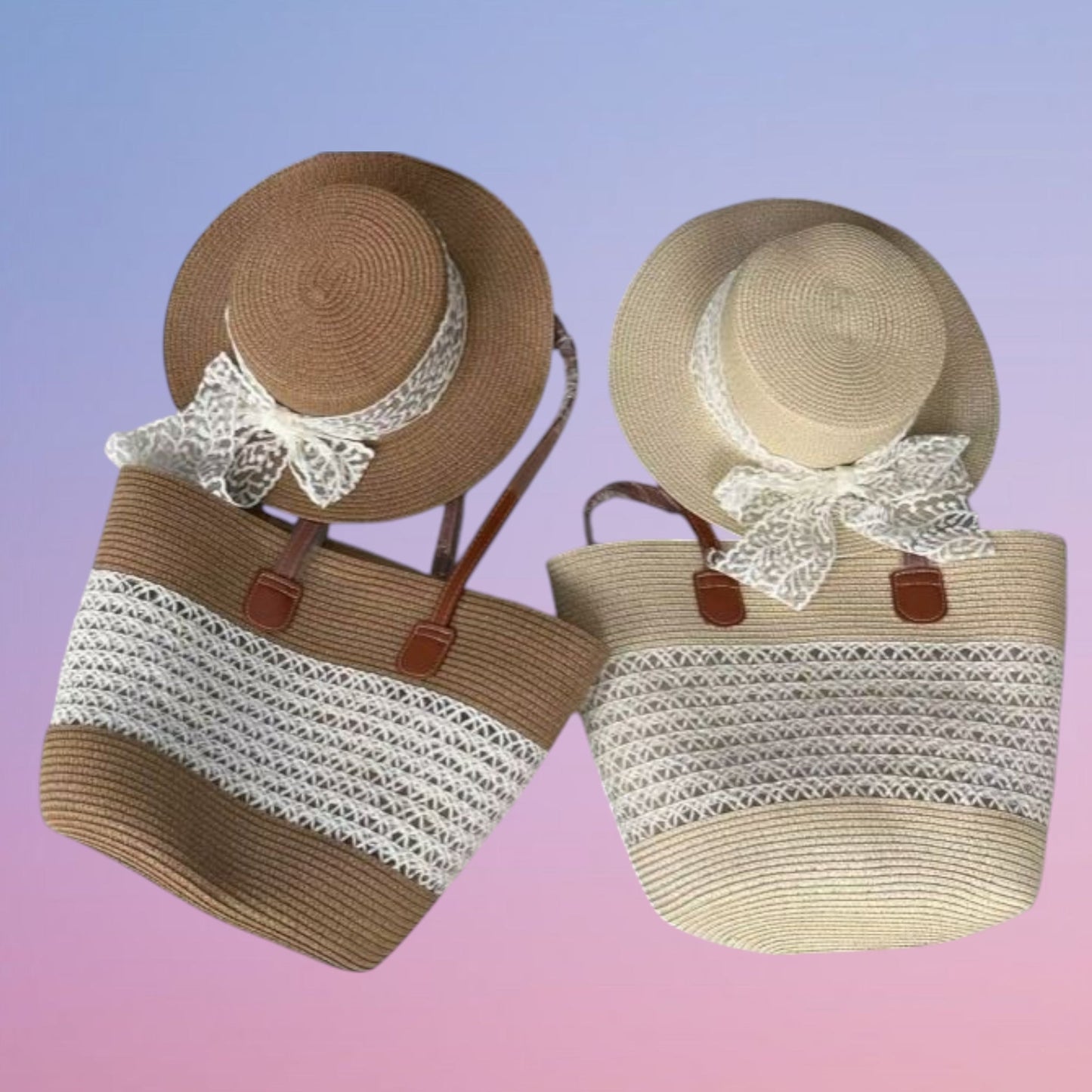 BOLSO+SOMBRERO TEJIDO MUJER LAZO