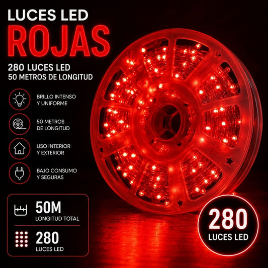LUZ LED 50M 280L ROLLO ROJO