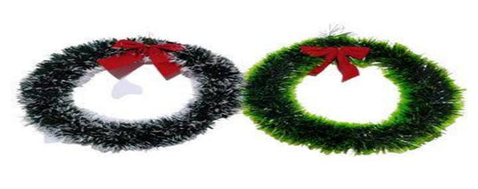 CORONA NAVIDAD 30CM VERDE PUNTA BLANCA