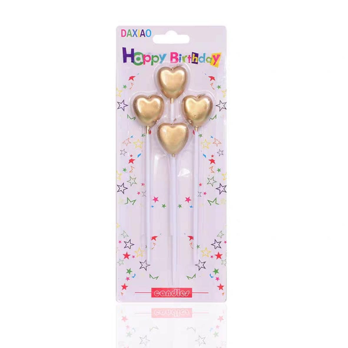 VELA CORAZON DORADO 4PCS