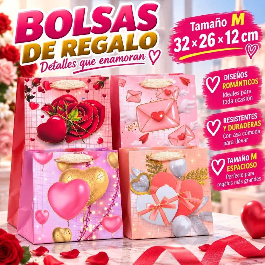 BOLSA REGALO M 32*26*12CM AMOR