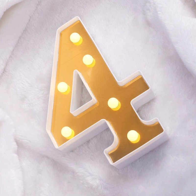 LAMPARA NUMERO LETRA DORADO 0-9 A-Z 16CM