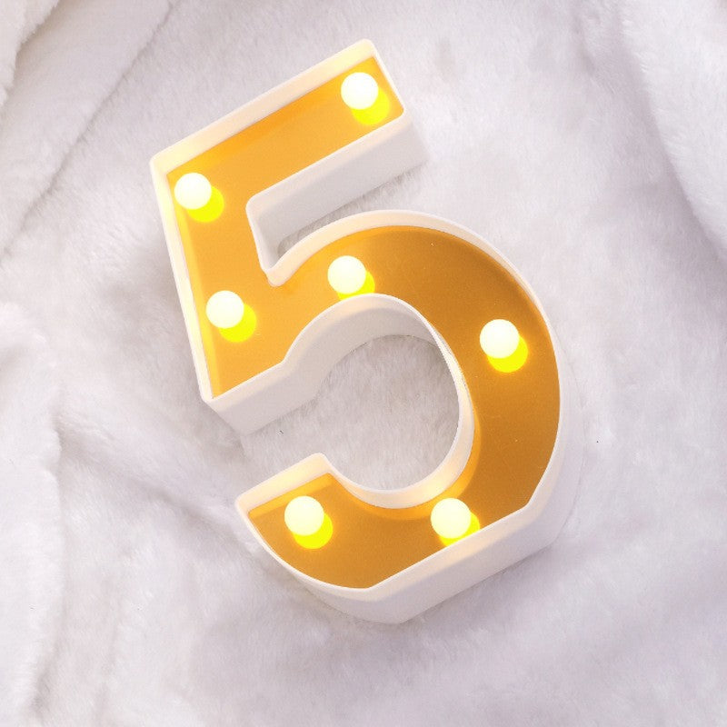 LAMPARA NUMERO LETRA DORADO 0-9 A-Z 16CM