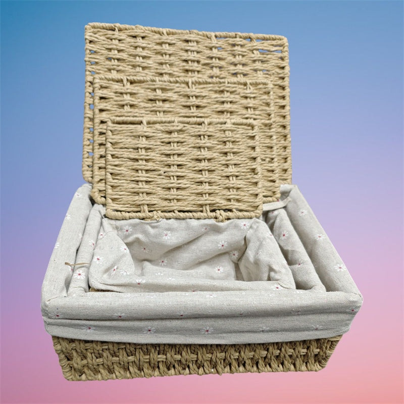 CANASTA CUADRADO C\TAPA 3PCS 230