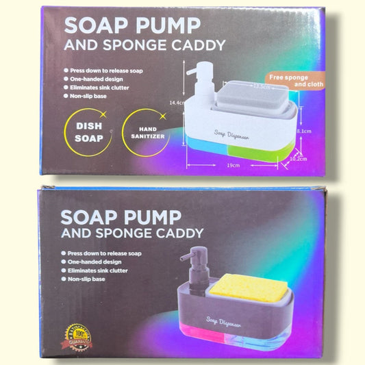 DISPENSADOR DE JABON CON ESPONJA 2EN1