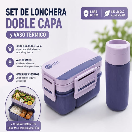 RECIPIENTE COMIDA DE DOBLE CAPA CON VASO S74A377B
