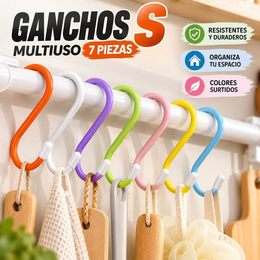 GANCHOS METAL EN S PEQ 7PCS COLOR
