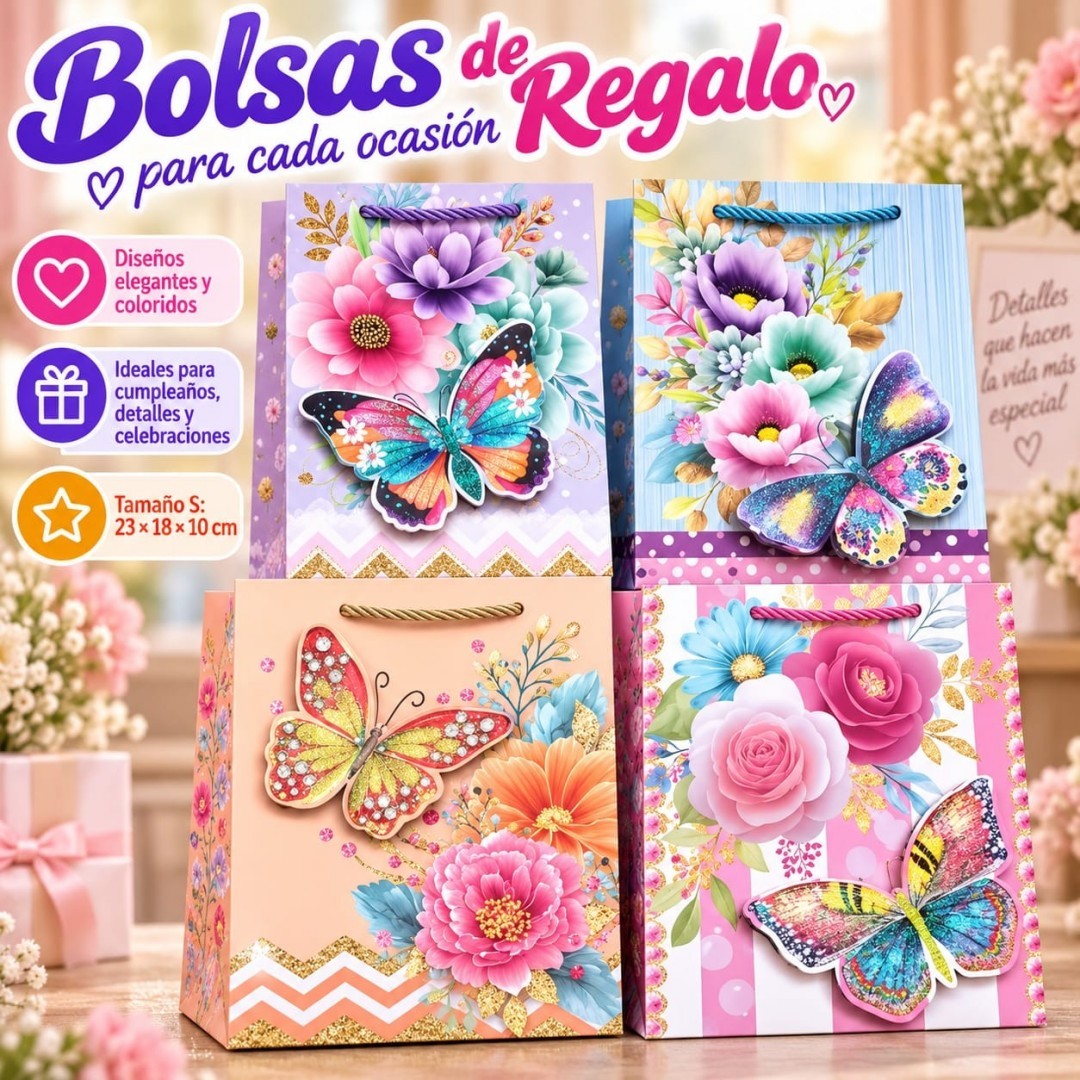 BOLSA REGALO MARIPOSA S 23*18*10CM