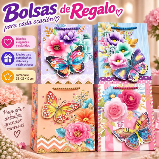 BOLSA REGALO MARIPOSA M 32*26*10CM