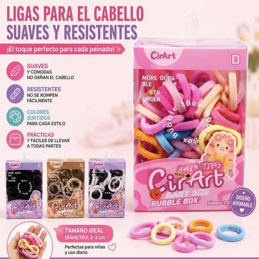 LIGAS ELASTICAS PARA EL CABELLO CAJA PVC