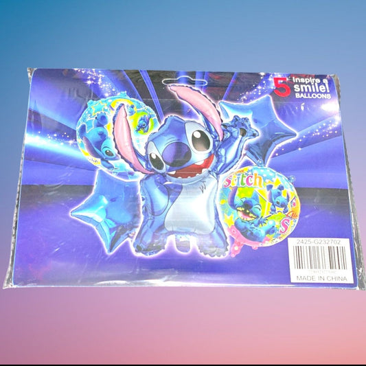JUEGO GLOBO STITCH 5PCS