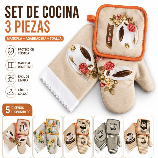 SET GUANTE COCINA 3PCS