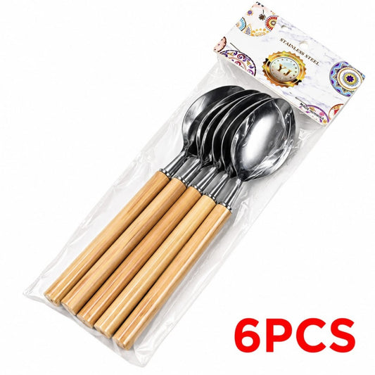 CUCHARA  MAGO COLOR MADERA 6PCS