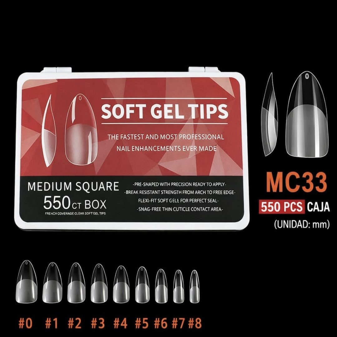TIPS DE GEL SUAVE PARA UNAS MC33 550PCS